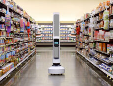a robot scans grocery shelves